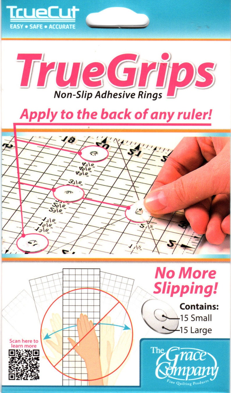 Non-Slip Adhesive Rings Apply to the Back of any Ruler/' By TRUEGRIPS The Grace Company