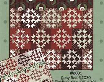 Ruby Red *Applique & Piecing Quilt Pattern* By: Bonnie Sullivan - All Through the Night