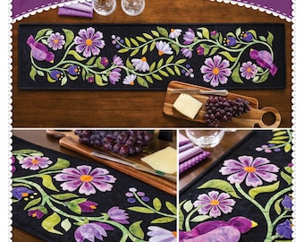 Baltimore Garden Table Runner *Wool Applique Sewing Pattern* By:  Shabby Fabrics