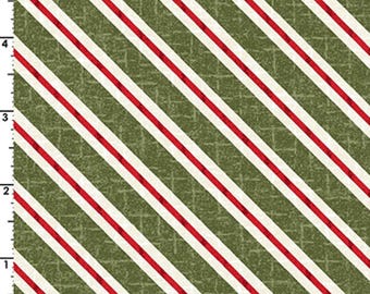 Snowdays Candy Cane Stripe Green Flannel - Woolies Flannel (MASF9937-G) - 1/4yd Cuts By: Bonnie Sullivan - Maywood Studio