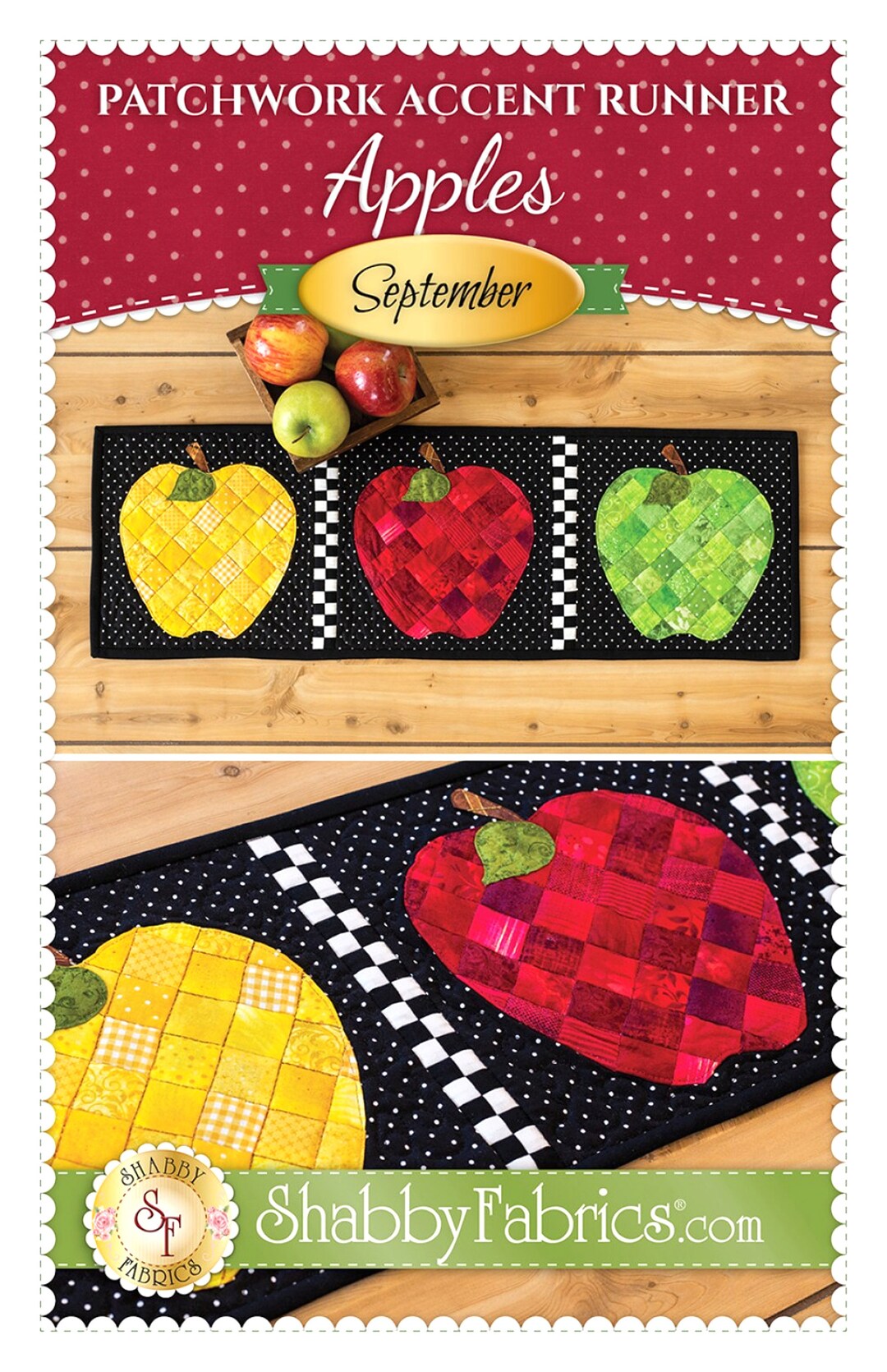 Patchwork Accent Runner Apples september applique Sewing Pattern From ...
