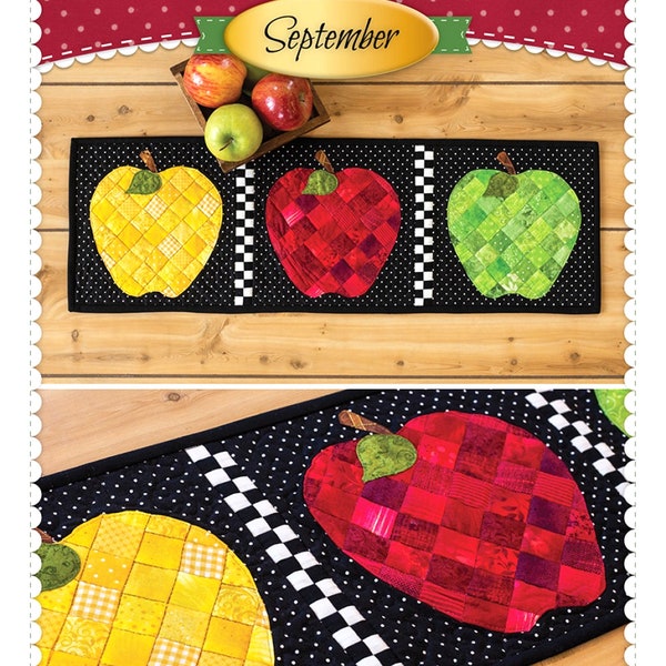 Patchwork Accent Runner Apples "September" *Applique Sewing Pattern* From: Shabby Fabrics