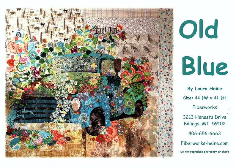Laura Heine for Fiberworks OLD BLUE A Quilt Collage Pattern By