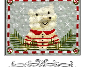 Peppermint Polar Bear  *Counted Cross Stitch Pattern* By: Karina Hittle of Artful Offerings