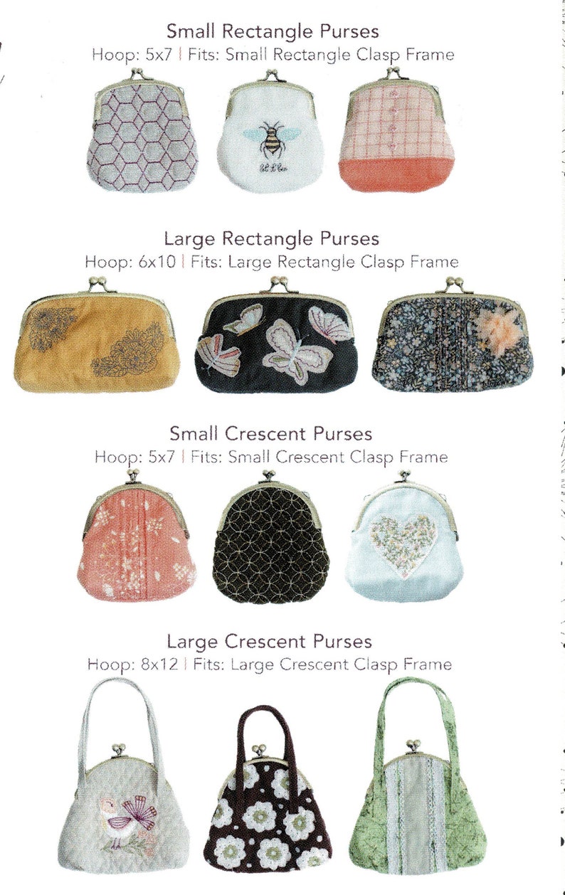 KEEPSAKE CLASP PURSES Machine Embroider Designs for 12 Etsy