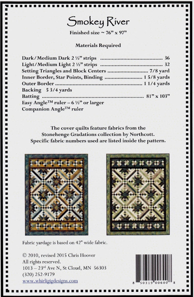SMOKEY RIVER Quilt Pattern 76 X 97 By Chris Etsy