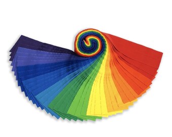 Kona Cotton Solids - Bright Rainbow Palette *Jelly Roll - 40 Pieces* From: Kaufman Fabrics