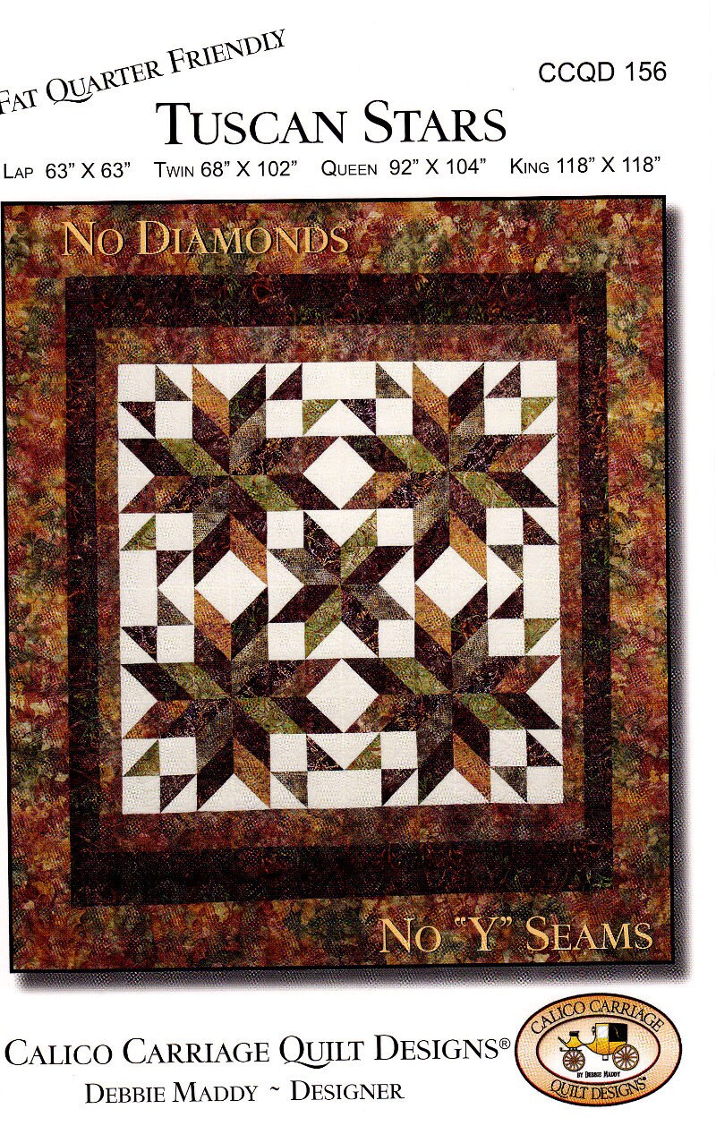 Tuscan Stars quilt Pattern Fat Quarter Friendly By: Debbie - Etsy
