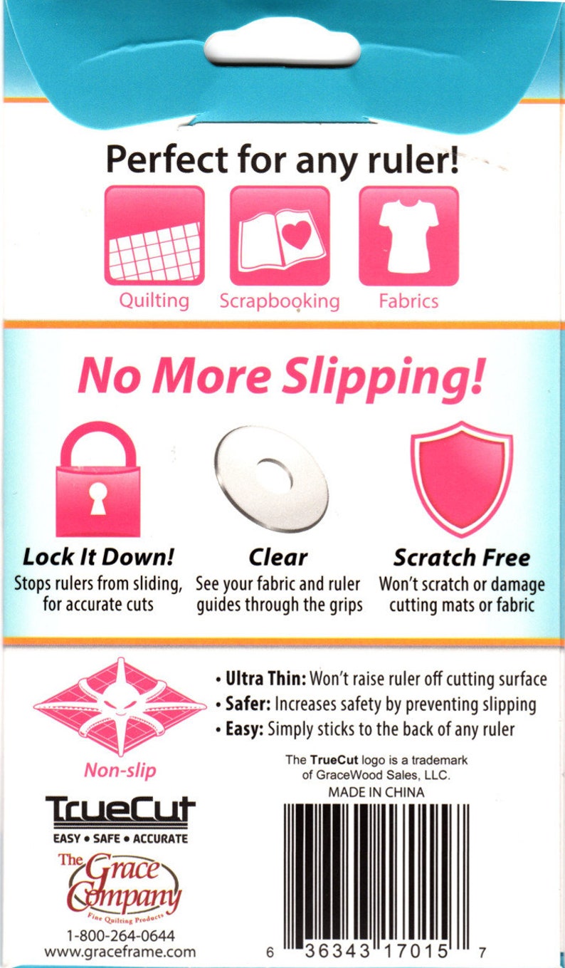 Non-Slip Adhesive Rings Apply to the Back of any Ruler/' By TRUEGRIPS The Grace Company