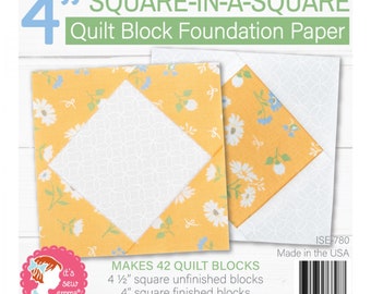 Square in a Square 4in Quilt Block Foundation Paper *42 sheets per pad* From: It's Sew Emma