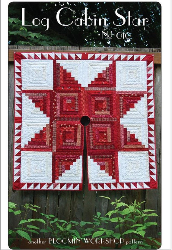 Log Cabin Star Quilted Christmas Tree Skirt Another Etsy