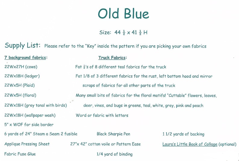 Laura Heine for Fiberworks OLD BLUE A Quilt Collage Pattern By