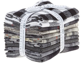 Mammoth Flannel - Black Colorstory *Fat Quarter Bundle - 10 Pieces*   From: Kaufman Studios