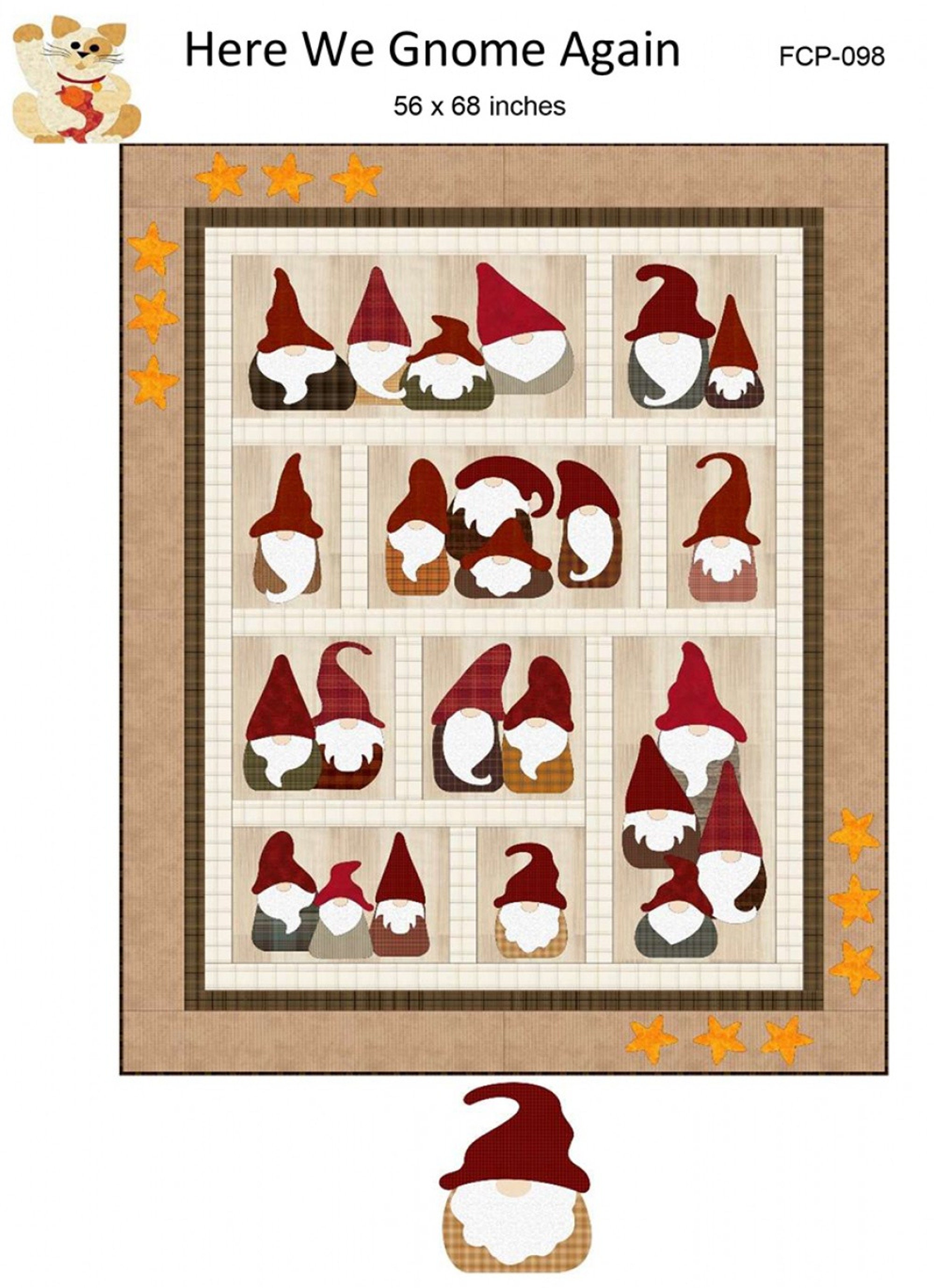 Here We Gnome Again *Fusible Applique Quilt Pattern* By Sindy