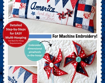 America, Land That I Love!  Bench Pillow *Machine Embroidery CD* By: Kimberbell