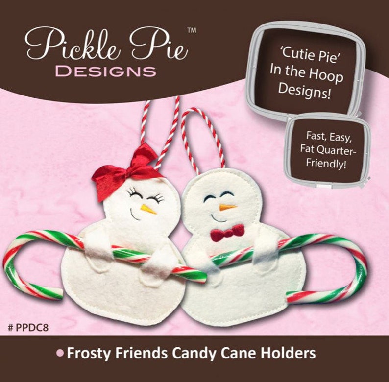Frosty Friends Candy Cane Holders machine Embroidery Designs Etsy