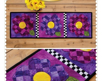 Patchwork Accent Runner Pansies "May" *Applique Pattern* By:  Jennifer Bosworth - Shabby Fabrics