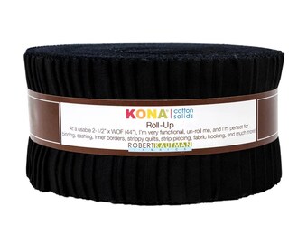 Kona Cotton Solids - Black Colorstory *Jelly Roll - 40 Pieces* From: Kaufman Sudios