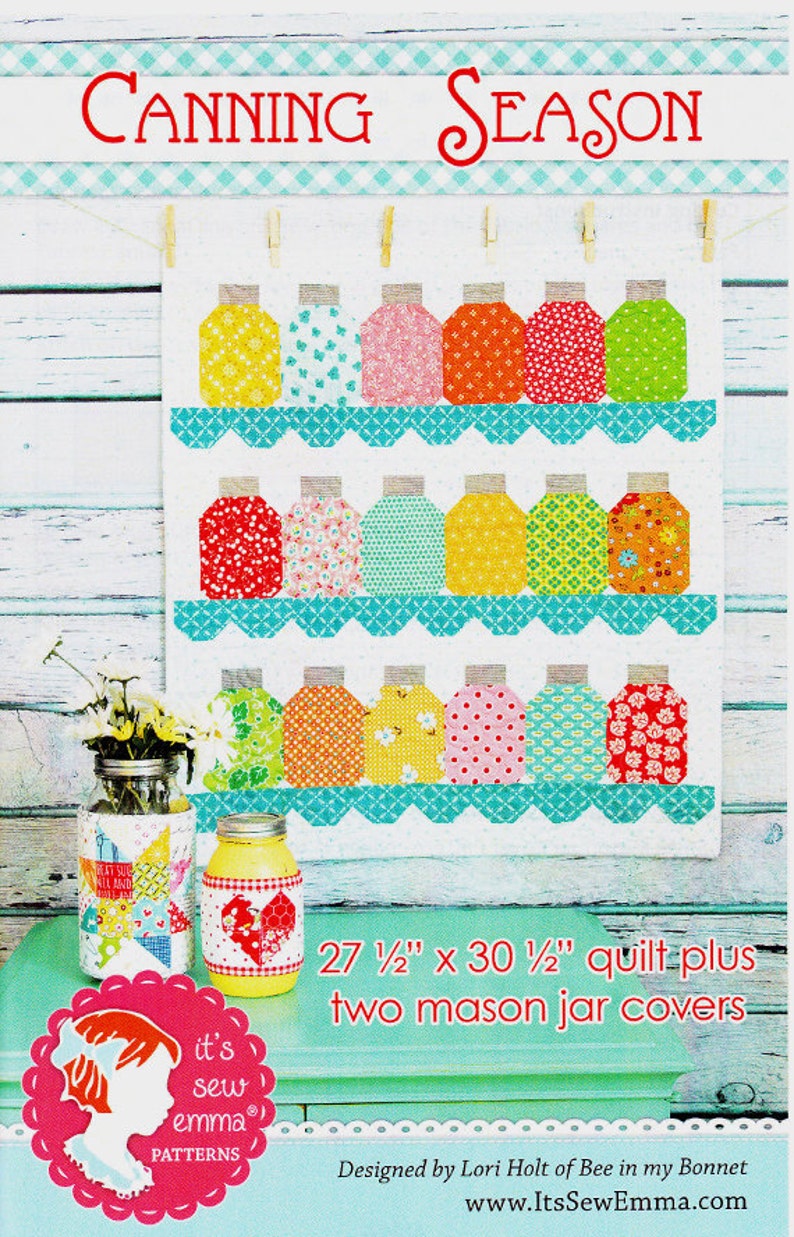 Canning Season quilt Pattern Two Mason Jar Cover Patterns Etsy