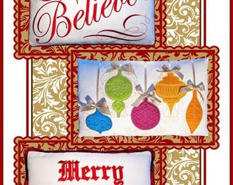 Holiday Pillows *Machine Embroidery Designs CD* From: Janine Babich Designs