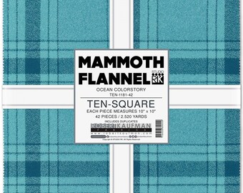 Mammoth Flannel - Ocean Colorstory *Layer Cake (10 x 10) - 42 Pieces* From: Kaufman Studios