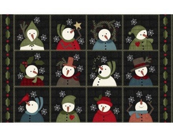 Snowdays Flannel - Snow Squares (27.5" Panel) - Woolies Flannel (MASF9930-JK ) By: Bonnie Sullivan - Maywood Studio
