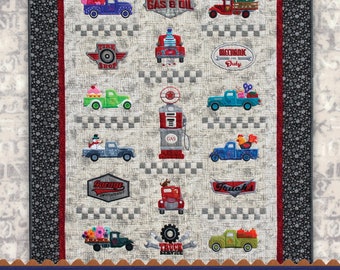 Keep on Truckin' Quilt Pattern  *Machine Embroidery CD* From: Lunch Box Quilts