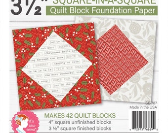 Square in a Square 3.5" Quilt Block Foundation Paper *42 sheets per pad* From: It's Sew Emma