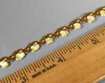 4 Yards Vintage Picot Edge Rick Rack Trim: Brown & Yellow