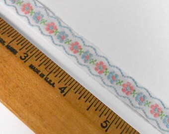 4 Yards Jacquard Floral Ribbon Trim Vintage Home-Sew Bethlehem PA Trims Destash
