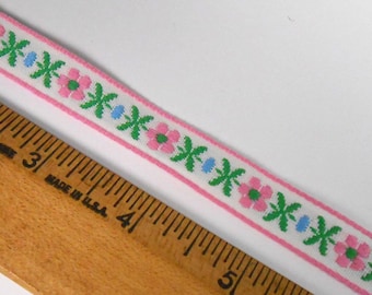4 Yards Jacquard Floral Ribbon Trim Vintage Home-Sew Bethlehem PA Trims Destash
