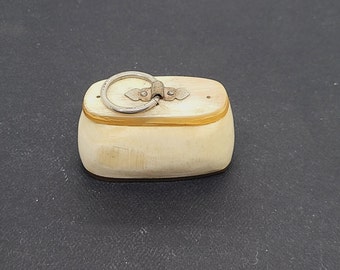 Antique Bull Horn Snuff Box Tobacco Holder France