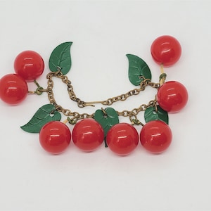 Bakelite Cherries Bracelet Cherry Bakelite Art Deco 1930s 1940s 6 STEP TESTED PROCESS