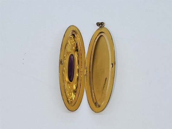 Antique Large Locket Art Nouveau Gold Filled Purp… - image 5