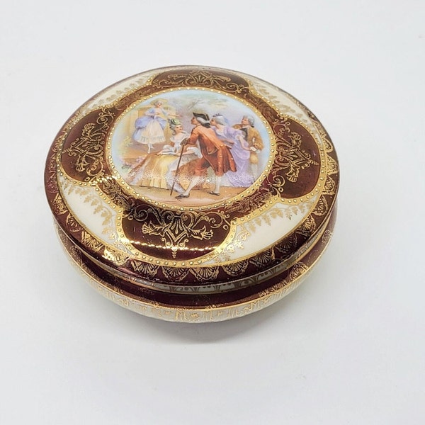 Dresser Box Porcelain Bee Hive Handpainted Victorian Vanity Jar Covered Dish Vienna Austria