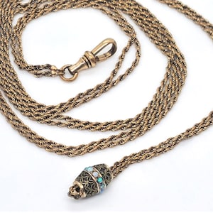 Antique Victorian Lady\'s Pocketwatch Chain w/ Slide B&D Womans Antique Slide Pocket Watch Chain - Etsy main image 4