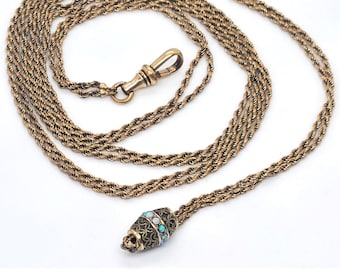 10K Opal Watch Slide Watch Chain Pocket Watch Chain, Gold Filled Chain 53" long