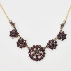 Garnet 14k Gold Necklace Pendant Antique Czech Drop Rose Cut