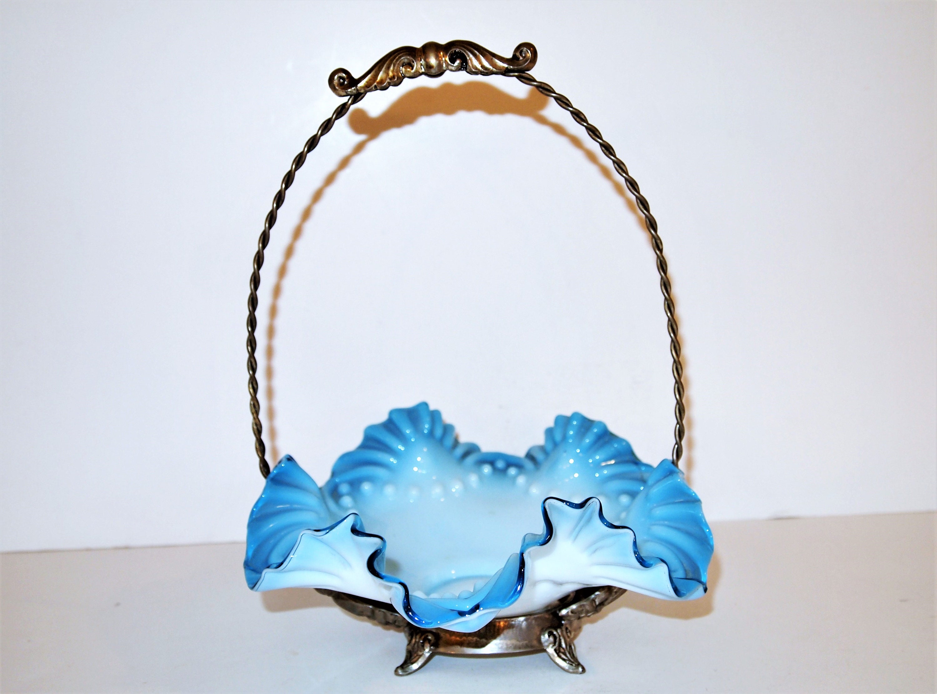 Antique Brides Basket Wedding Basket Victorian Art Glass Etsy