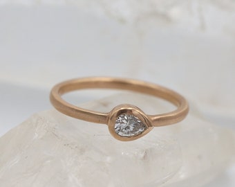 14k Rose Gold Pear Shape Diamond Ring Pear Shape Engagement Ring 0.21 ct Shaped Diamond G VS2 - JL1153