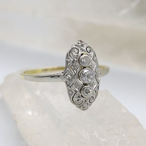 Antique Diamond Ring with 0.18 cts Total in Platinum and 14k Gold - JL1533