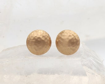 14k Rose Gold Stud Earrings with Hammered Finish - JL456
