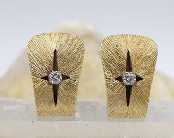 Mid Century 14k Yellow Gold Earrings Clip On Non Pierced - DK447