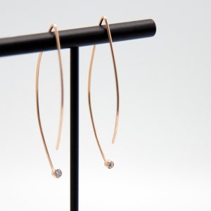 14k Rose Gold Diamond Threader Earrings: Two-Way Versatile Design