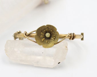 Victorian Bangle Bracelet Gold Filled Flower Bangle Bracelet Childs Size - JL1337