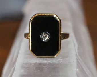 Onyx Diamond Ring Etsy