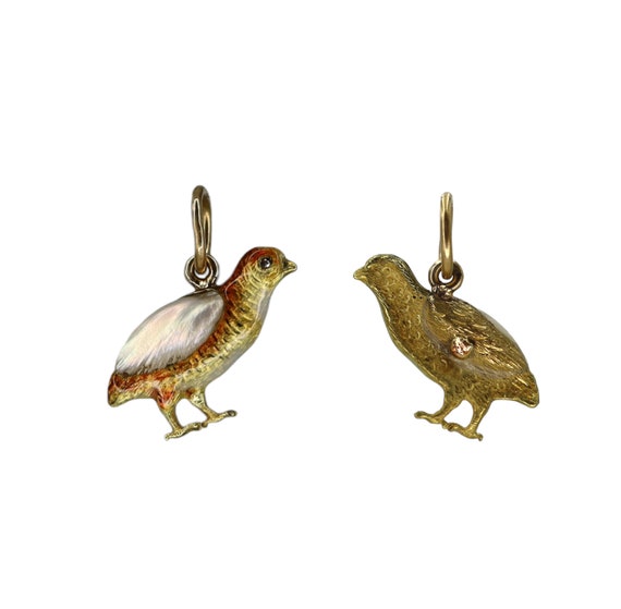 Art Nouveau Charm Enamel Bird Pendant - DK414 - image 4