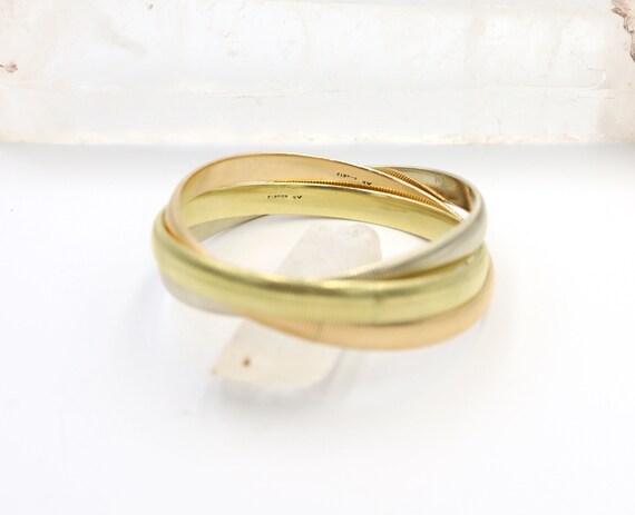 14K Tri-Color Gold Trinity Rolling Bangle Bracele… - image 6