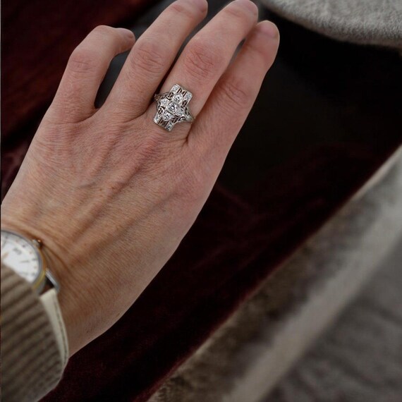 Art Deco Diamond Dinner Ring - image 2