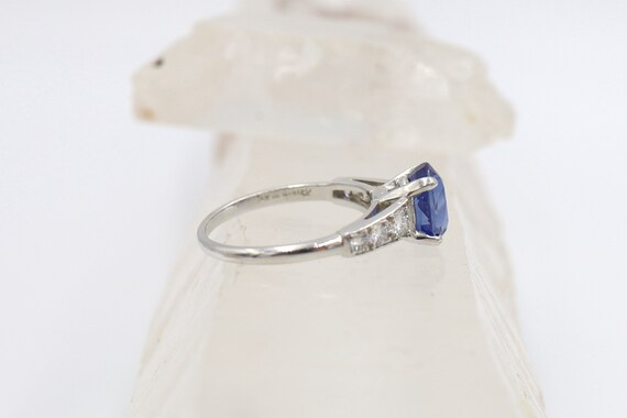 Sapphire and Diamond Ring in Platinum Sapphire an… - image 5